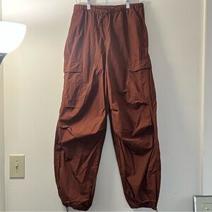 Brown Cargo Parachute Pants